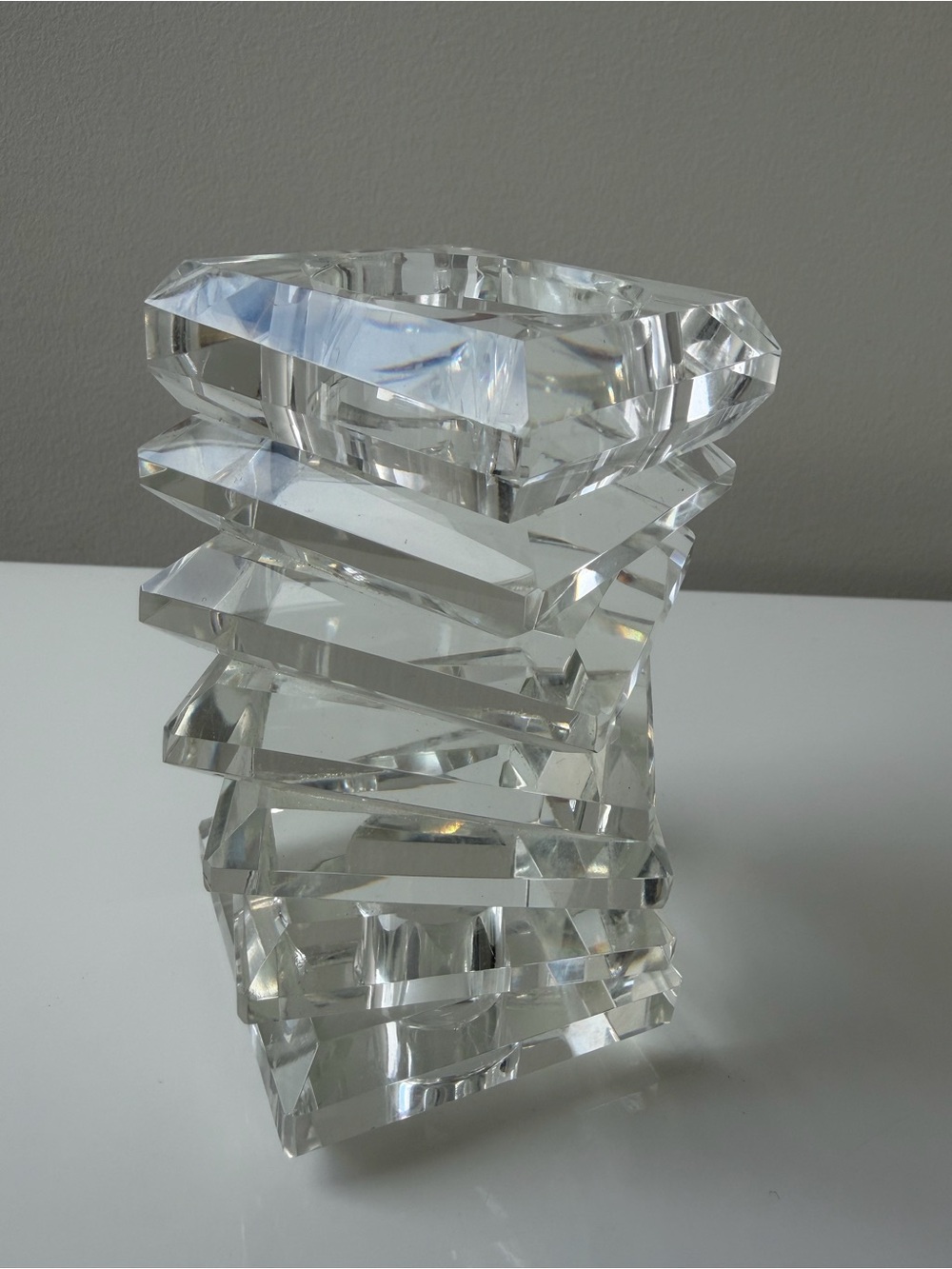 Sparkly vintage Ottaviani reversible crystal long and tea light candle holder